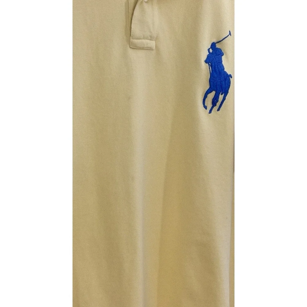 polo ralph lauren custom fit XXL Yellow Big Pony‎ Shirt Blue Logo #3 0489